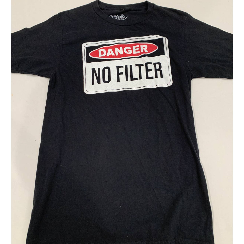 TeeLuv Danger No Filter Funny Short Sleeve T Shirt Men's Black Size Small